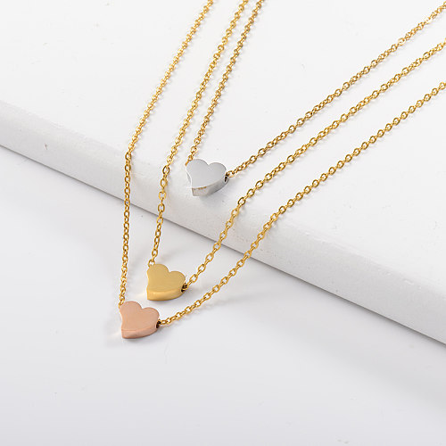 Fashionable small three-layer gold necklace
