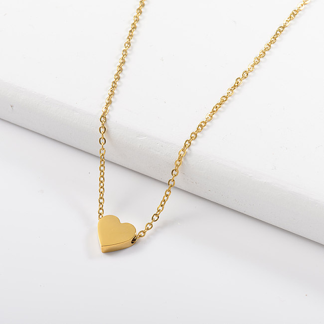 قلادة ذهبية بسيطة على شكل قلب - Jewenoir