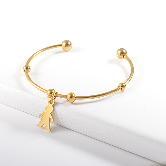 Charm de niño de estilo simple con brazalete clásico chapado en oro
