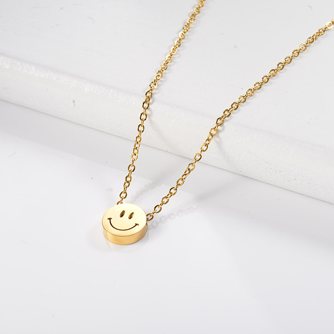 Small round face gold necklace