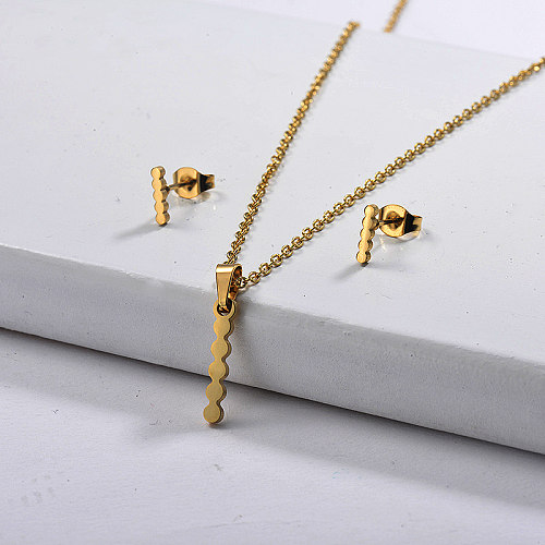 Gold Plated Initial Letter Necklace Jewelry Sets