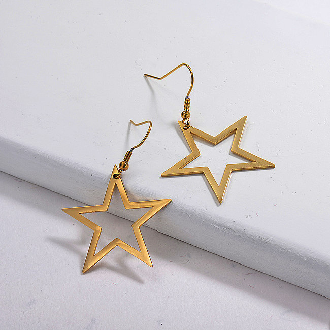 Chic Gold Plated Drop Star Statement Earirng