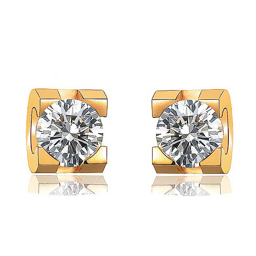 Gold Plated Jewelry Siemple Design Stainless Steel Diamond Stud Earrings