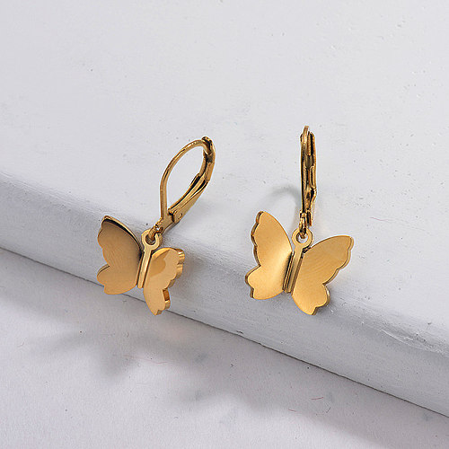 Vente en gros Boucles d'oreilles papillon en acier inoxydable