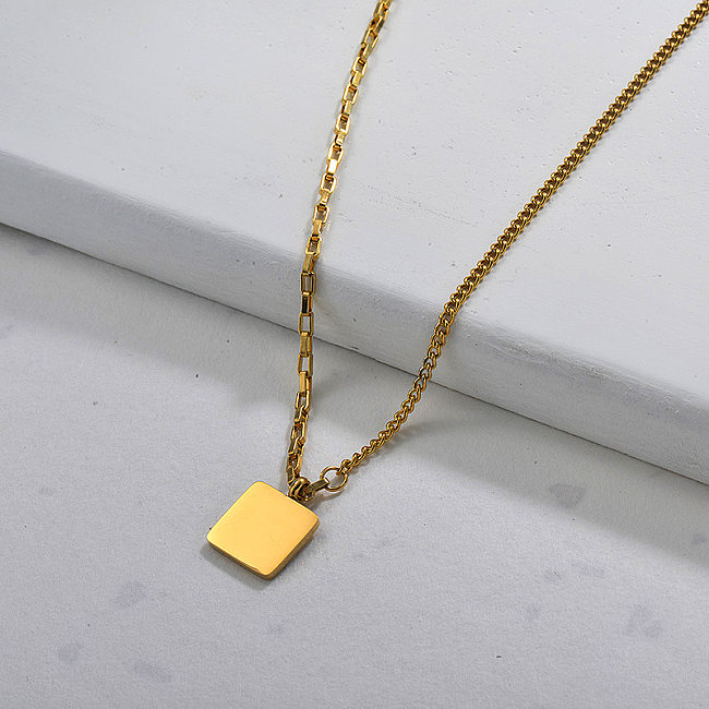 Wholesale Dainty Stainless Steel Square Necklaces for Women