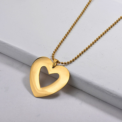 Vente en gros Collier pendentif coeur en acier inoxydable