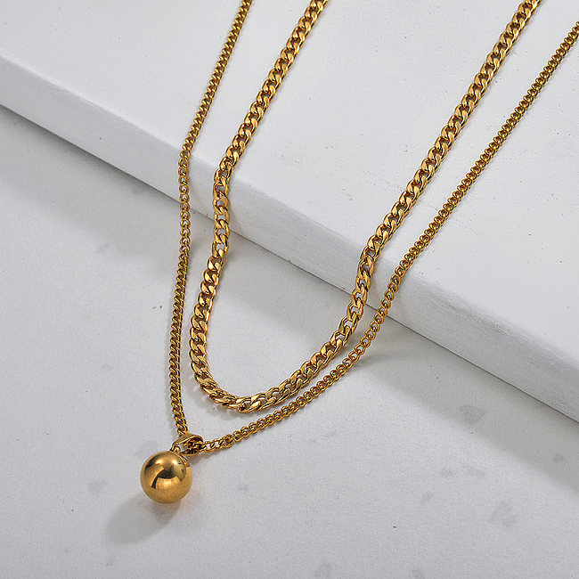 Gold Plated Double Layered Necklace for Ladies