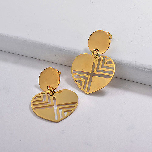 Gold Plated Heart Statement Earrings