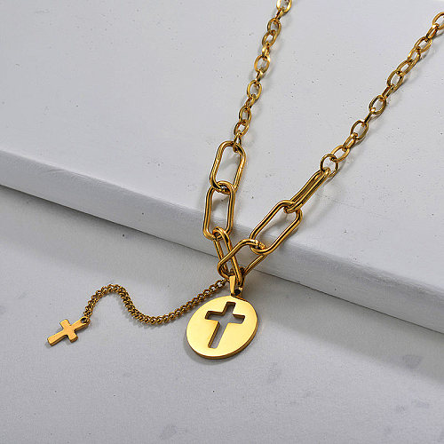 Großhandel vergoldete Kreuz Halskette mit Quaste