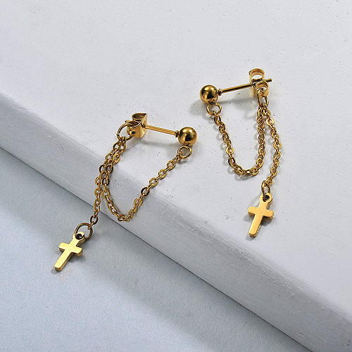 Chic Chain Link Cross Earring Stud