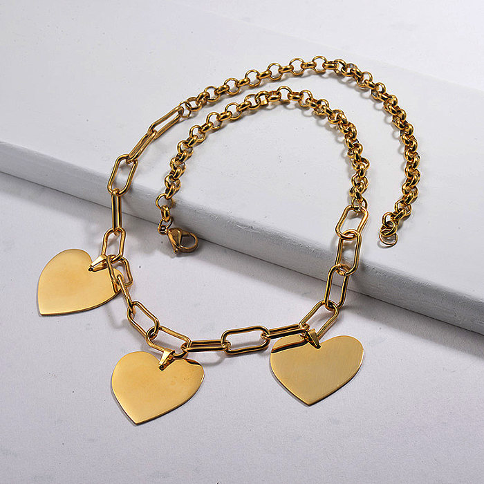 Gold Plated Heart Statement Necklace