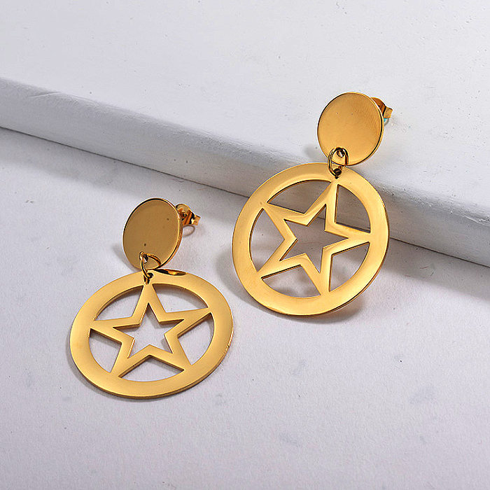 Gold Plated Star Statement Earrings