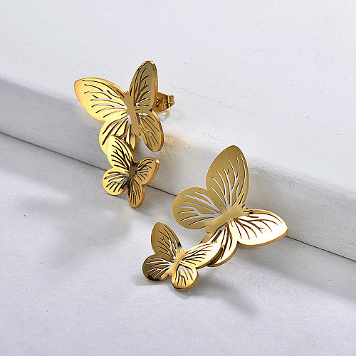 Pendientes de mariposa de oro chic