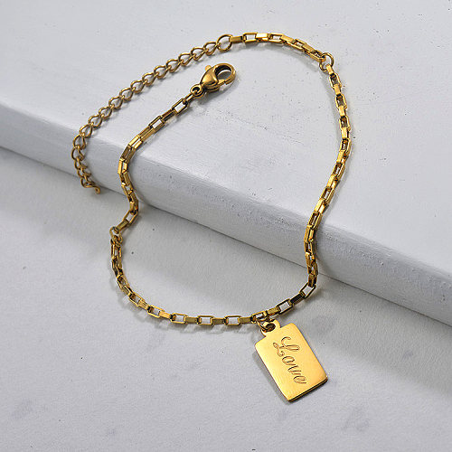 Wholesale Simple Love Bracelet in Gold Plated