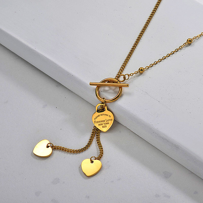Ins Gold Plated Tassel Heart Necklace