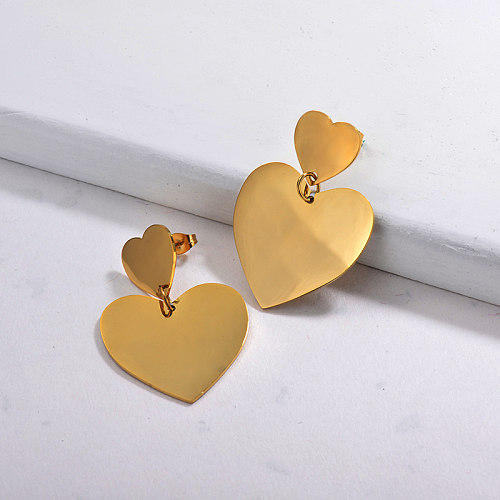 Gold Plated Statement Heart Earrings