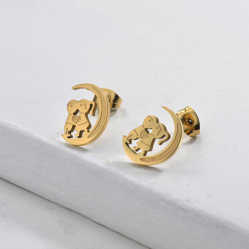 Gold Plated Jewelry  Stainless Steel  Lover Earrings Cute Style