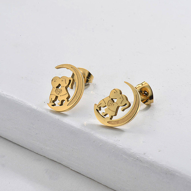 Gold Plated Jewelry  Stainless Steel  Lover Earrings Cute Style