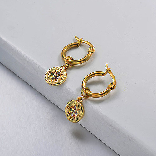 Gold Plated Jewelry Handmade Design Stainless Steel  Star Earrings