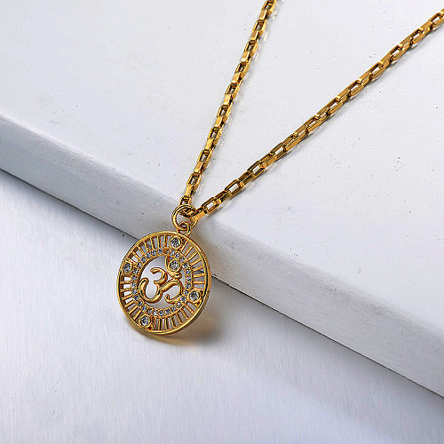 gold necklace for women Small star diamond round pendant