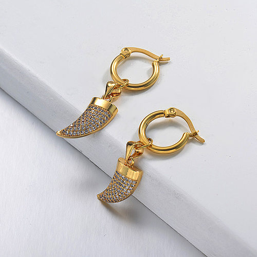 Pendientes de acero inoxidable de diseño hecho a mano de joyería chapada en oro
