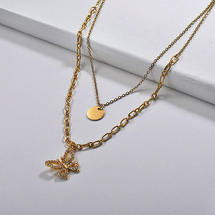 gold butterfly Layered necklace fashion