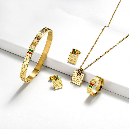 Ensembles de bijoux de coeur de marque célèbre d'or d'acier inoxydable de mode