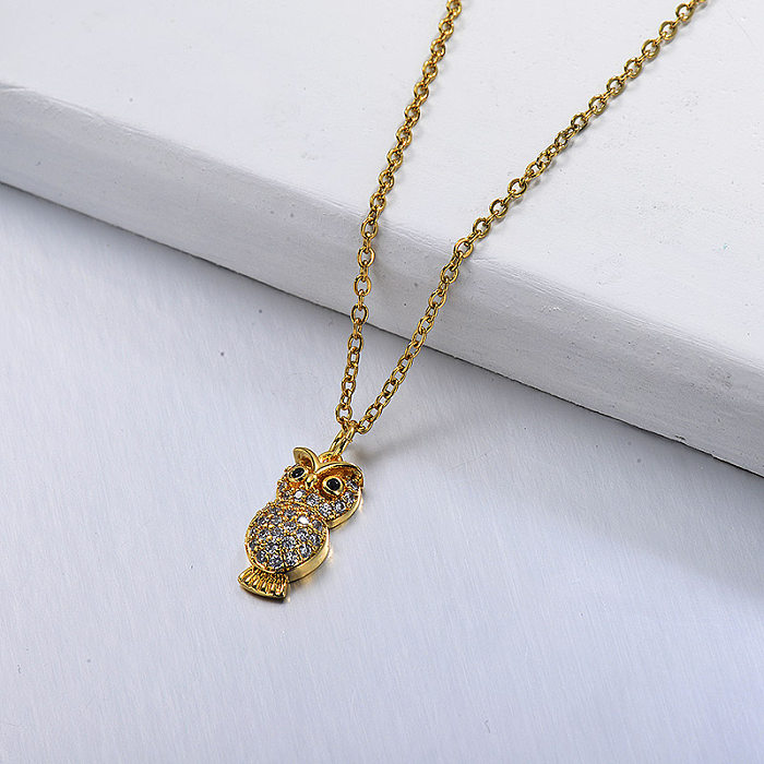 owl gold bar necklace