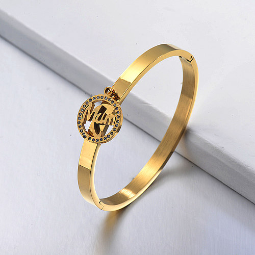 Goldenes Armband im Muttertagsstil aus Edelstahl mit MUM-Anhänger