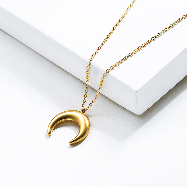 Golden Moon Simple Style Necklace