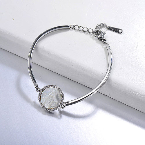 Fashion Religious Jewelry Dainty Cameo Religious Pendant Silver Plated Bangle