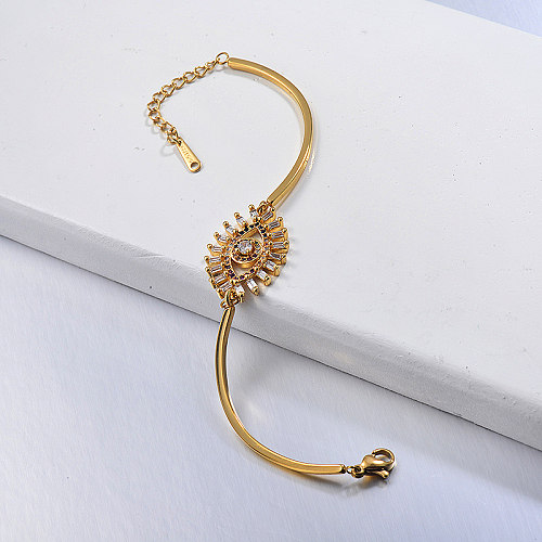 Brazalete de amuleto de mal de ojo de joyería de talismán turco de diablo chapado en oro