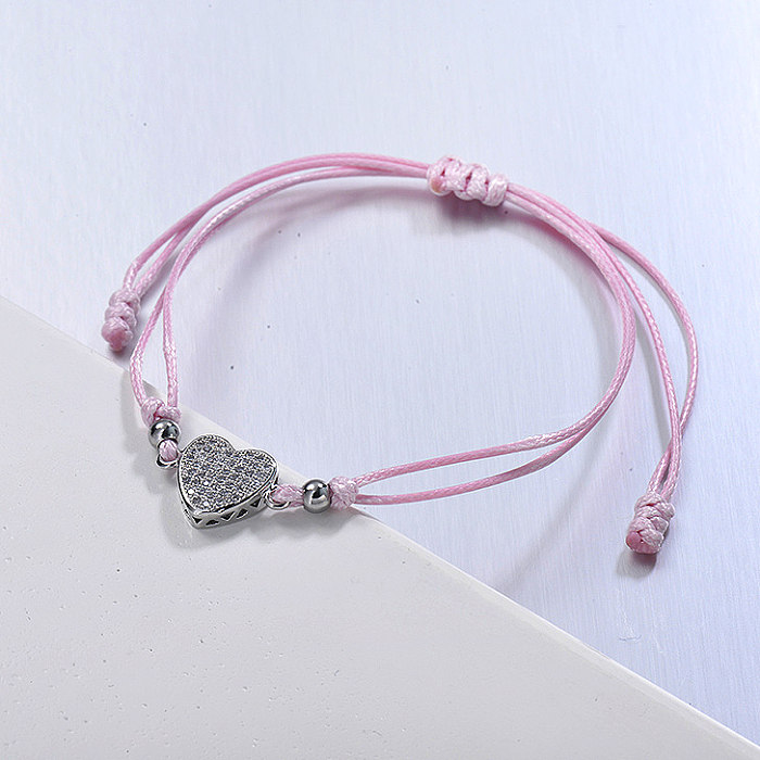 Pendentif grappe de zircon en forme de coeur délicat Bracelet rose bébé