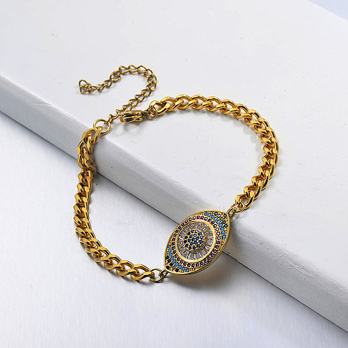 Diabo turco talismã joias pulseira de corrente de elos cubana amuleto de ouro delicado material de cobre