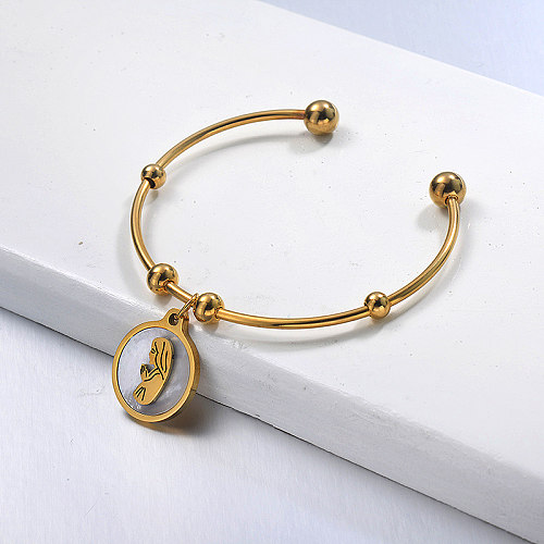 Gold Plated Fashion Religious Mother-of-pearl Pendant Classics Bangle