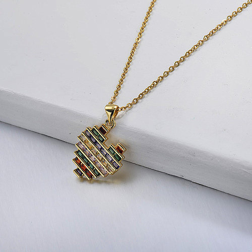 Colored diamonds gold chain necklace