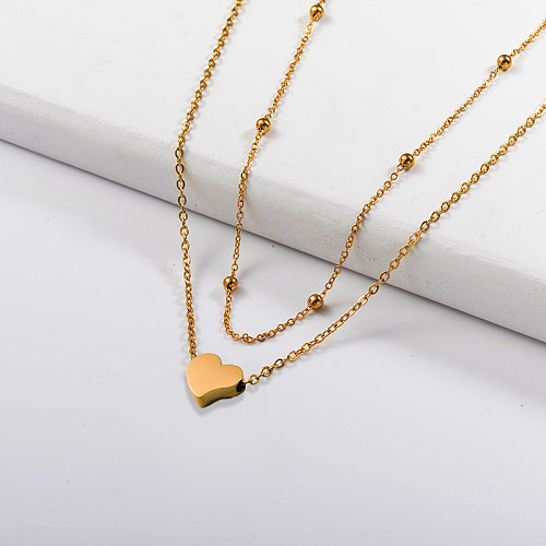 Fashion heart-shaped gold layered necklace