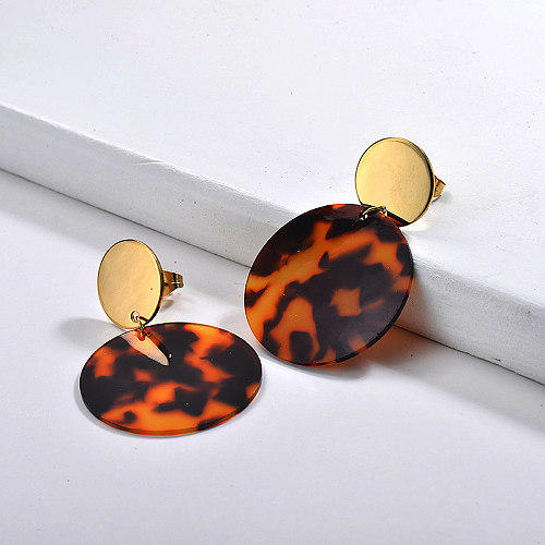 Gold Plated Jewelry  Stainless Steel Tortoiseshell Acetate Earrings