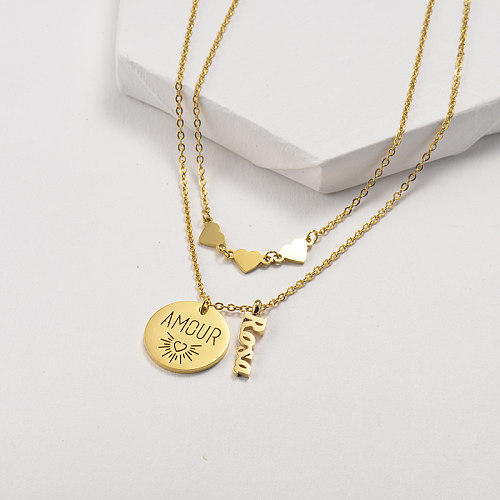 Name Pendant  Gold Layered Necklace