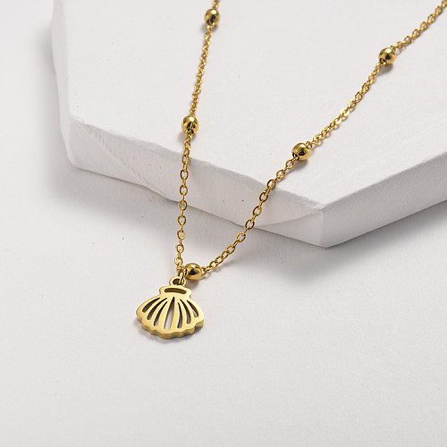 Small shell pendant gold necklace