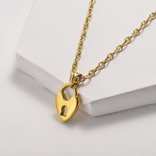 Heart lock gold necklace