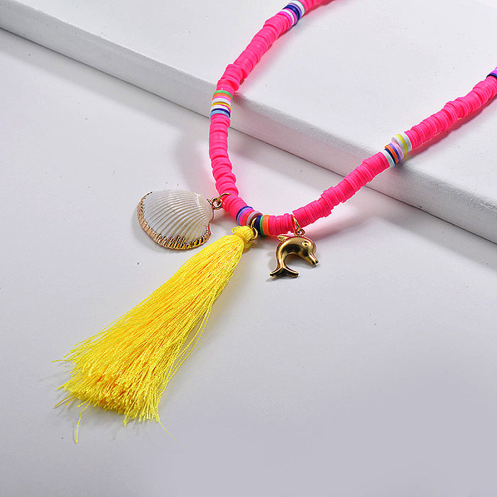 Shell beach style yellow necklace Starfish pendant