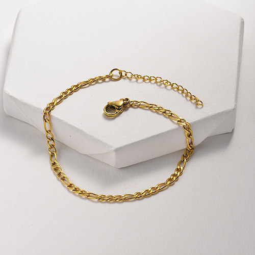 Chain shape golden stainless steel bracelet