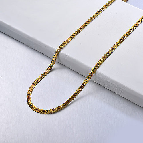 Collier chaîne à chevrons plaqué or 14K Wholeslae