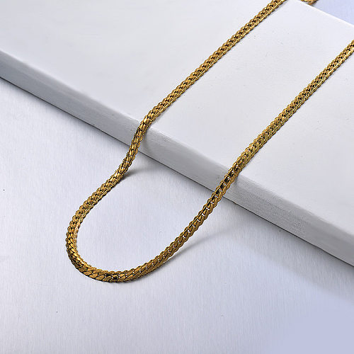 Wholeslae 14K Gold Plated Herringbone Chain Necklace