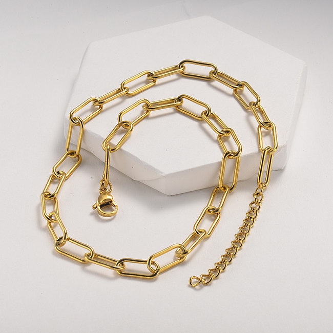 Fashion rectangular gold necklace