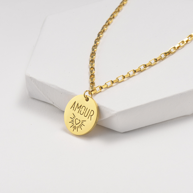 US$ 0.89 ~ US$ 2.62 - Love round gold necklace - www.jewenoir.com