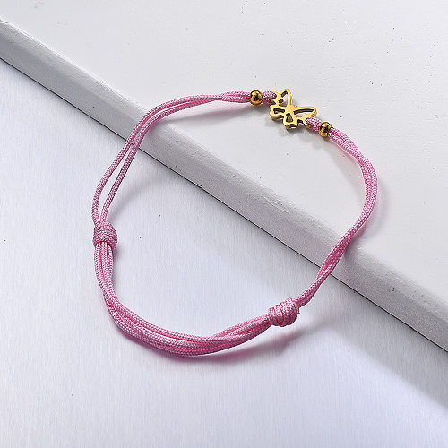 Simple hand-woven bracelet with hollow butterfly pendant