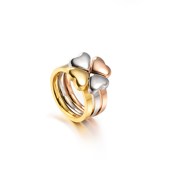 Conjuntos de anillos de boda chapados en oro de moda de acero inoxidable al por mayor