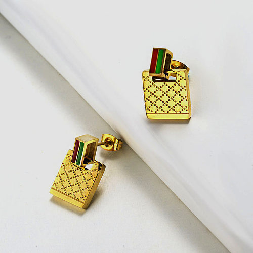 Gold Plated Jewelry Design fashion Stainless Steel Branded Earrings